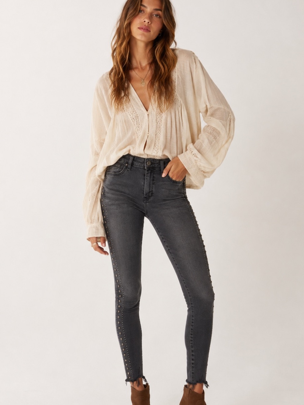 Zara studded Black-Gray Skinny Jeans